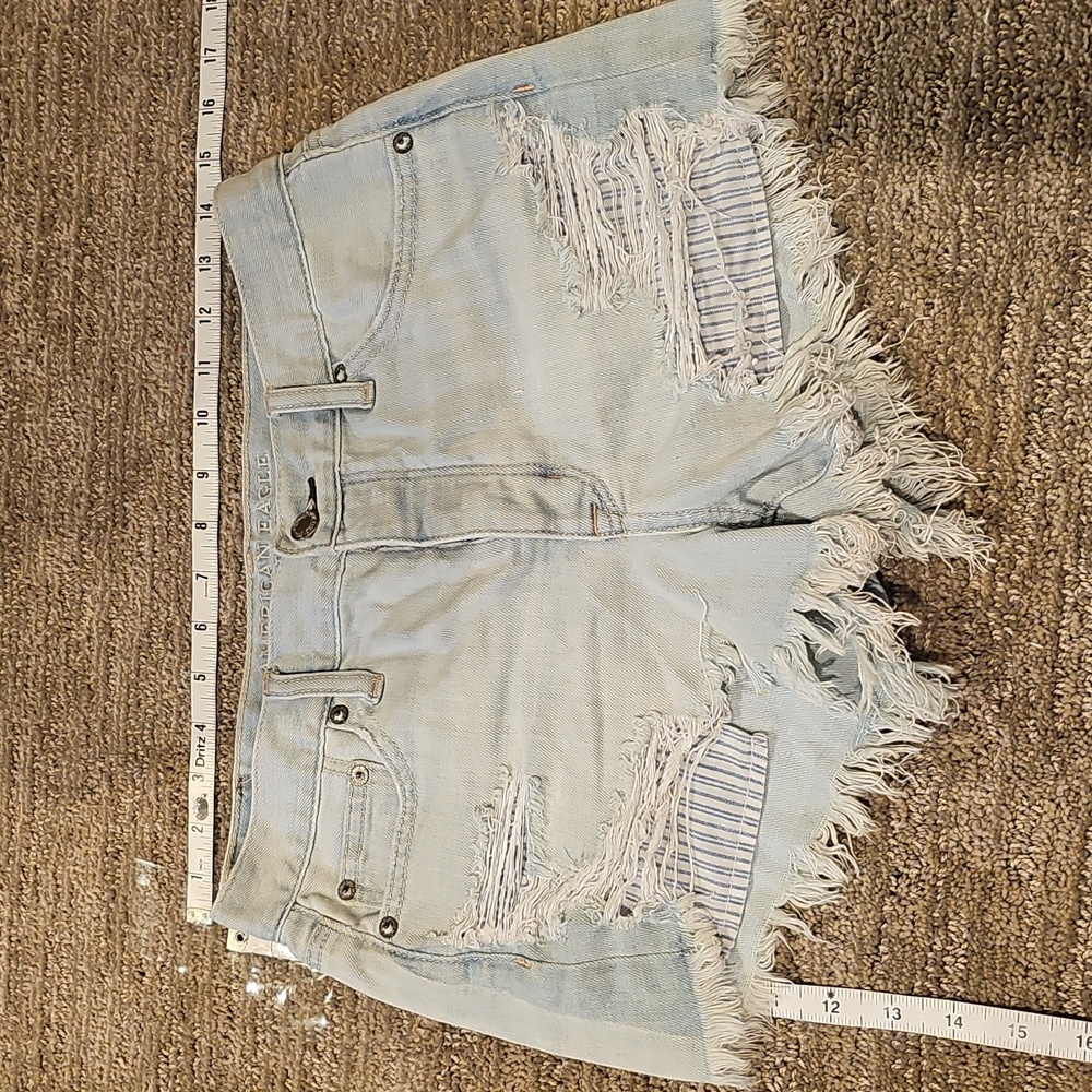 Distressed Light Blue Denim Shorts